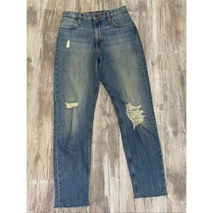 Joe’s Jeans Debbie High Rise Straight Ankle Raw Hem Distressed Women’s Sz 26